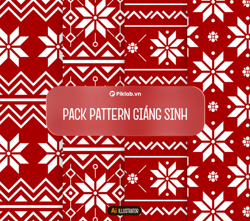 Noel Christmas Design Pattern Pack, Bộ 4 Pattern Hoa Văn Giáng Sinh Đẹp Cho Thiết Kế, Bông Tuyết